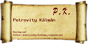 Petrovity Kálmán névjegykártya
